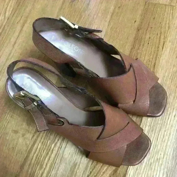 NAPOLEON Leather Slingback Sandals  Block Heel ITALY Strappy Casual - Picture 4 of 10